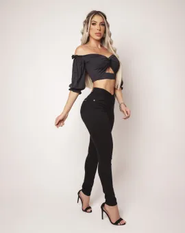 Calça Jeans Feminina Cintura Alta Preta