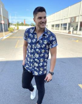 Camisa Masculina Manga Curta Estampada