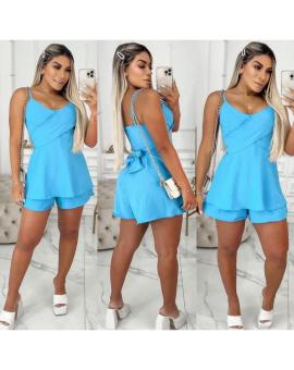 Macaquinho Curto Transpassado de Alcinha Viscolinho