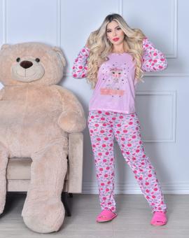 Pijama Longo Algodão Feminino Estampado