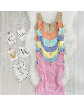 Regata Canelada Feminina Detalhe Zíper