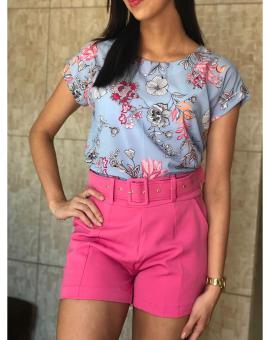 Short Alfaiataria Cintura Alta com Cinto Encapado