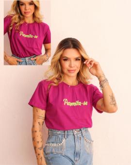 T-Shirt Feminina Algodão Estilosa cor Pink