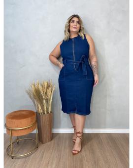 Vestido Jeans Tubinho Plus Size