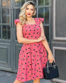 Vestido Rodado Acinturado Estampado