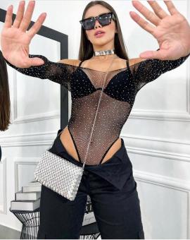 Body Arrastão com Strass