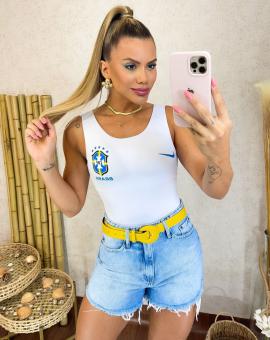 Body Feminino Seleção Brasileira Branco