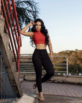 Calça Jeans Preta Feminina Cintura Alta