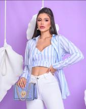 Camisa Social Feminina Manga Longa com Cropped Atacado na Rua 44 em Goiânia