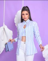 Camisa Social Feminina Manga Longa com Cropped Atacado na Rua 44 em Goiânia