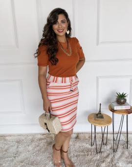 Conjunto Evangélico Saia e Blusa Manga Bufante