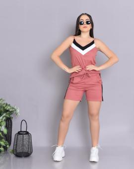 Conjunto Feminino Canelado Short e Blusa de Alcinha