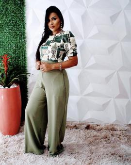 Macacão Pantalona Social Manga Bufante