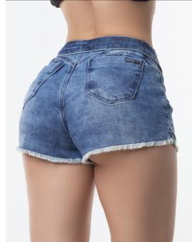 Short Jeans Feminino Curto Desfiado