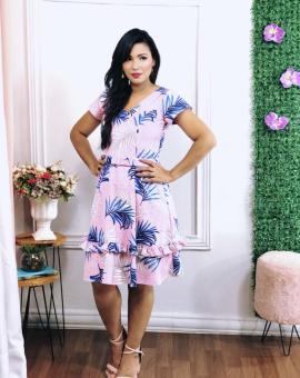 Vestido Evangélico Rodado Estampado com Cinto