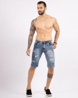 Bermuda Masculina Jeans Rasgado