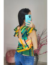 Blusa Feminina de Manguinha Decote V Estampada Atacado na Rua 44 em Goiânia