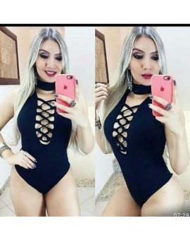 Body Feminino Preto Aberto na Frente