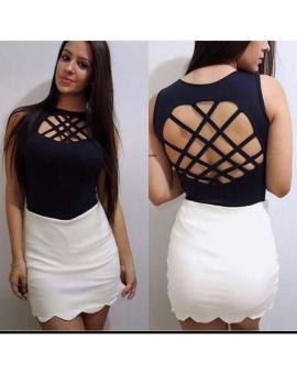 Body Feminino Preto Detalhe Trançado nas Costas