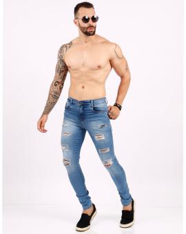 Calça Jeans Masculina Slim com Rasgado