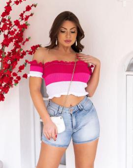 Cropped Ciganinha Tricot Colorido