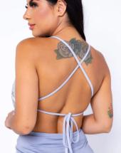 Cropped Decotado Paetê Prata Atacado na Rua 44 em Goiânia