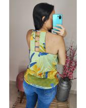 Regata Feminina Estampada com Decote V Detalhe nas Costas Atacado na Rua 44 em Goiânia