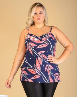 Regata Feminina Plus Size em Viscose Estampada