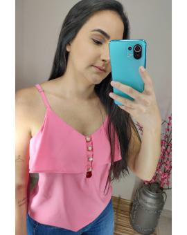 Regata Feminina Soltinha Detalhe em Botões