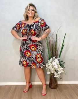 Vestido Midi Plus Size Ciganinha Estampado