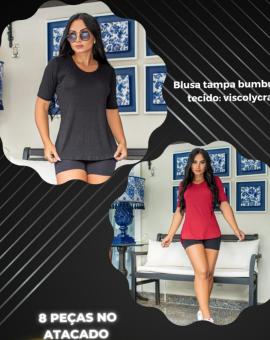 Blusa Feminina Manga Curta na Viscolycra