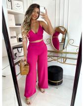 Conjunto Feminino Calça Pantalona e Cropped Crepe Atacado Rua 44 Goiânia