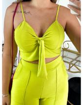 Conjunto Feminino Calça Pantalona e Cropped de Amarrar Crepe Duna no Atacado na Rua 44 em Goiânia 3