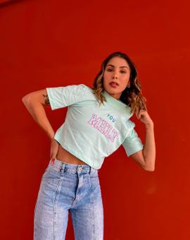 Cropped Feminino Gola Alta Algodão