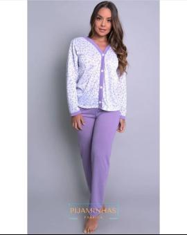 Pijama Feminino Longo Algodão Estilo Americano