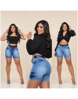 Short Meia Coxa Feminino Cintura Alta com Cinto