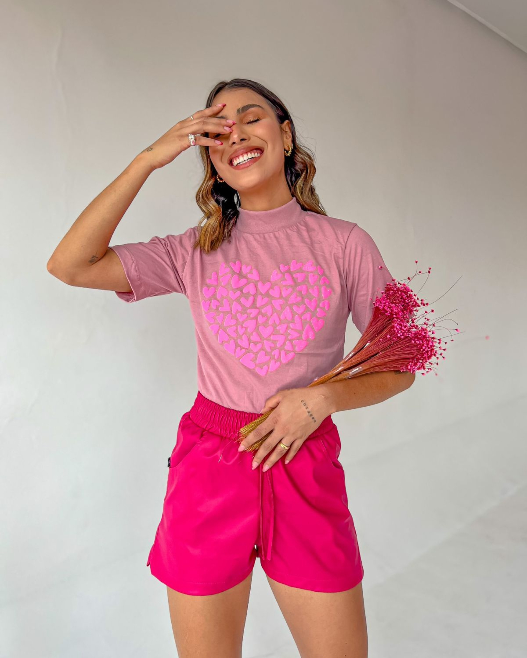 T-SHIRT LISA SEM ESTAMPA - ROSA PINK, Atacado Tshirt