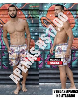 Bermuda Masculina Mauricinho com Elastano Estampada – Atacado