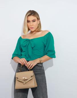 Blusa Ciganinha Ombro a Ombro com Nozinho