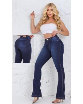 Calça Flare Cintura Alta Jeans Escuro