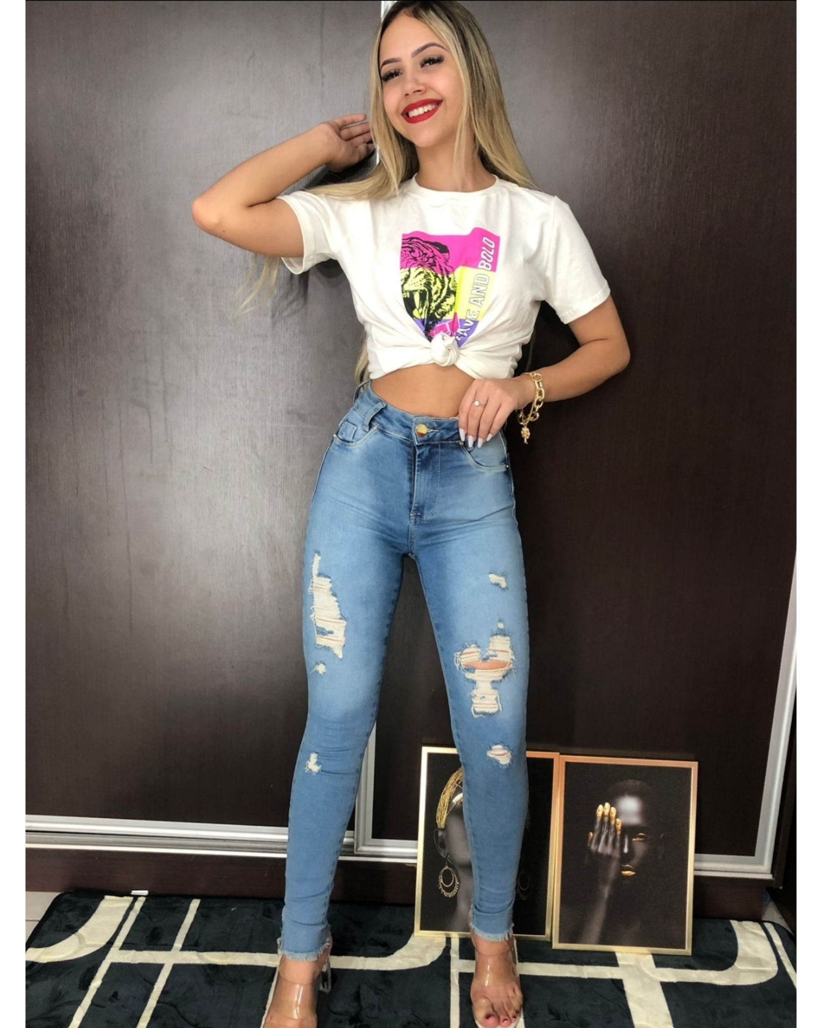 Calça jeans premium deals destroyed