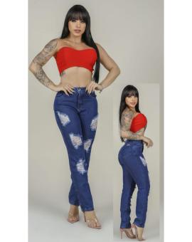 Calça Mom Feminina com Destroyed