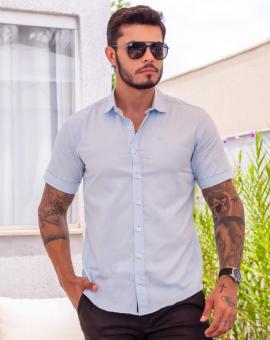 Camisa Masculina Social Manga Curta Slim