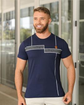 Camiseta Masculina 100% Algodão Gola Redonda Estampada