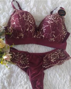 Conjunto de Sutiã de Renda com Bojo