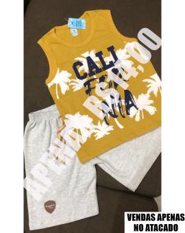 Conjunto Infantil Menino Short e Regata Estampada – Atacado