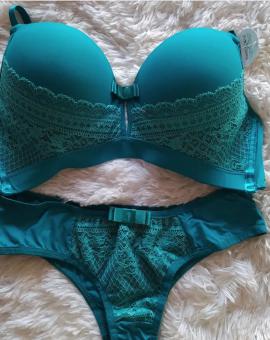Conjunto Lingerie Sutiã Reforçado com Renda e Bojo