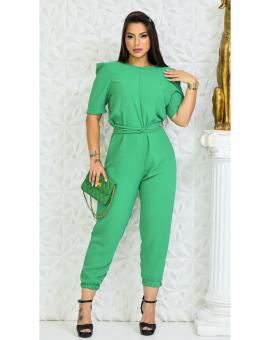 Macacão Longo Jogger Elegante Manga Bufante