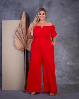 Macacão Pantalona Plus Size Ciganinha Elegante