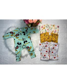 Macacão Pijama Bebê com Zíper Estampado